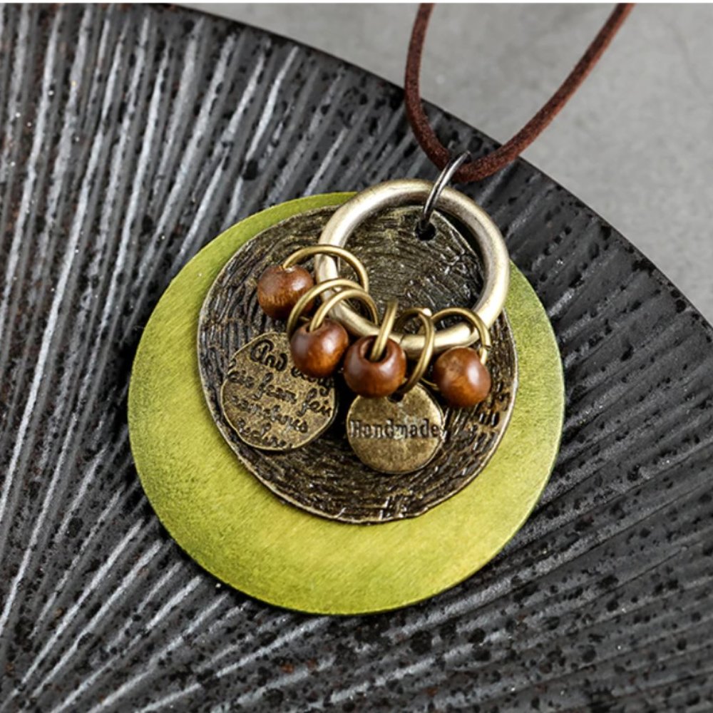Bohemian Wood Leather Necklace - Picture 4 of 15